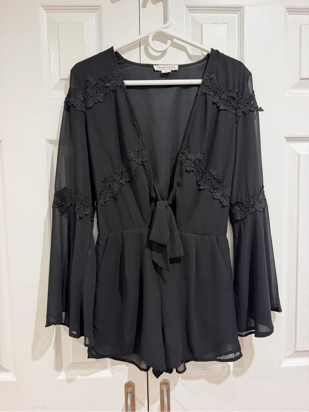 Black Lace-Trim Romper